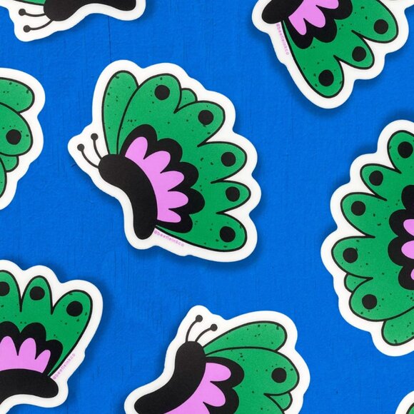 Garden Sticker Pack - 4 Vinyl Stickers - Butterfly Pansy Flower Beetle - NWT - Picture 6 of 6